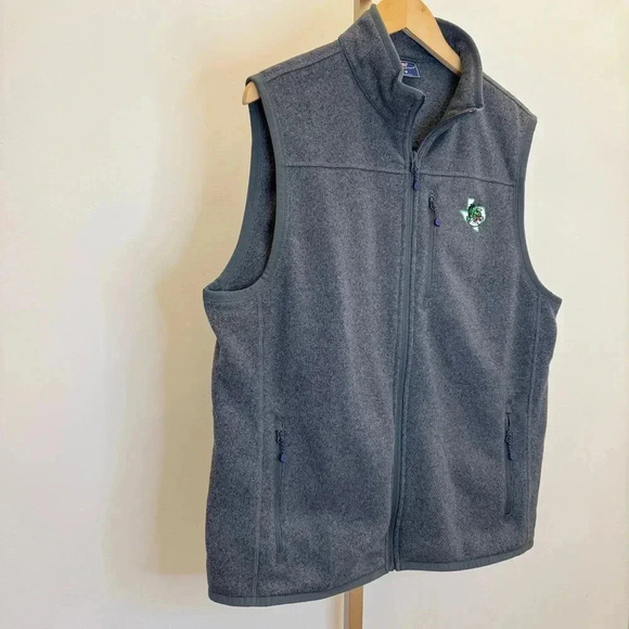Vineyard Vines Men's Fleece Vest Gray M Full-Zip TX Southlake Carroll Dragons - Picture 2 of 12
